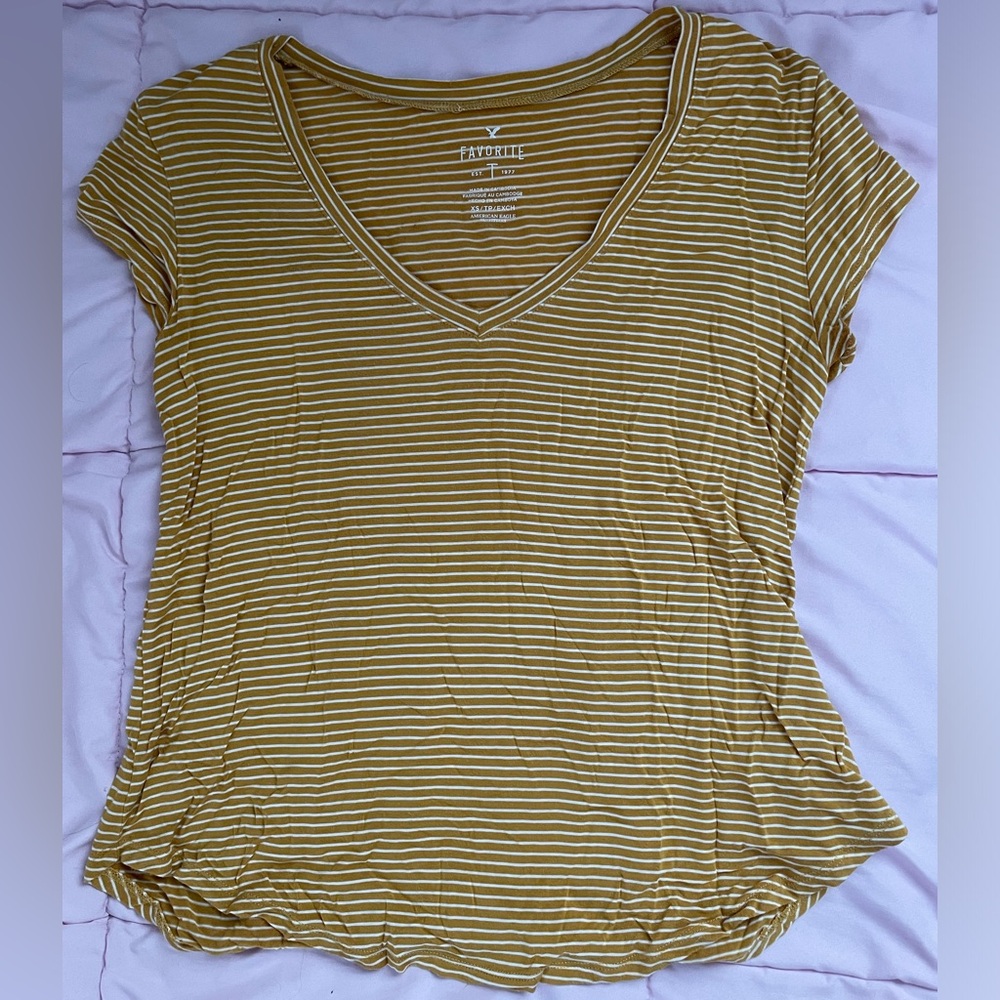 American Eagle Outfitters Mustard Striped Tee